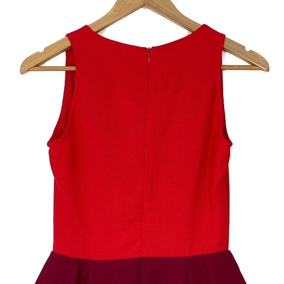 Tinley Road Women’s Size XS Red Burgundy Colorblock Peplum Sheath Mini Dress - Picture 9 of 10